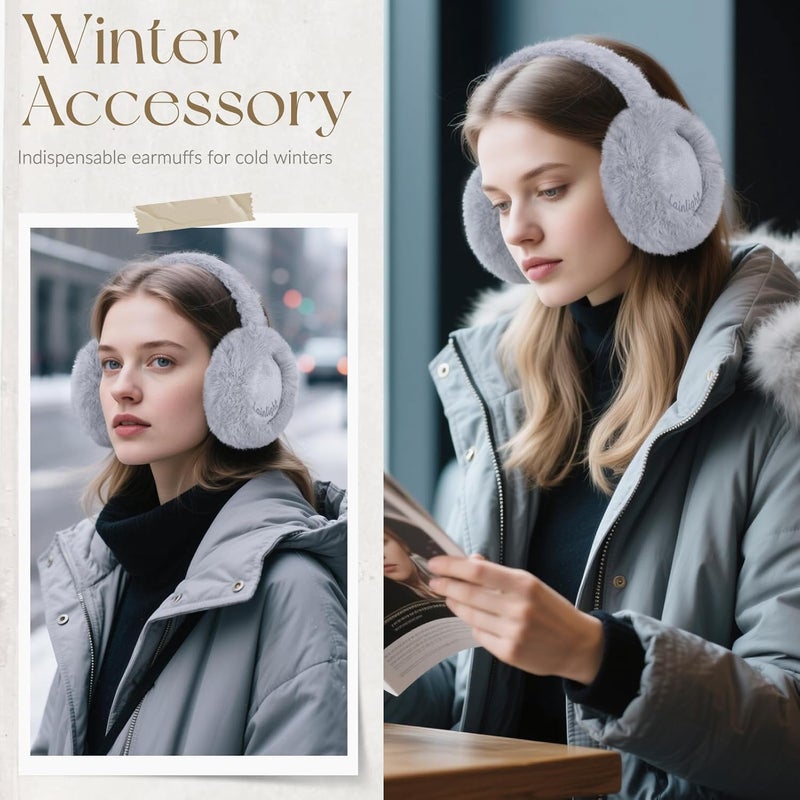 Lainlight Store Ear Muffs for Winter Women Faux Fur Warm Earmuffs Foldable Cute Fuzzy Ear Warmers - Image 5